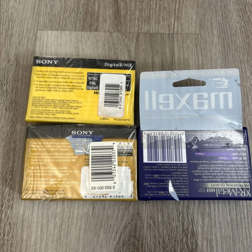 Sony Maxell HMP Hi8 Digital 8 Set of 3 NEW Video Cassette Tapes Blank 120/60